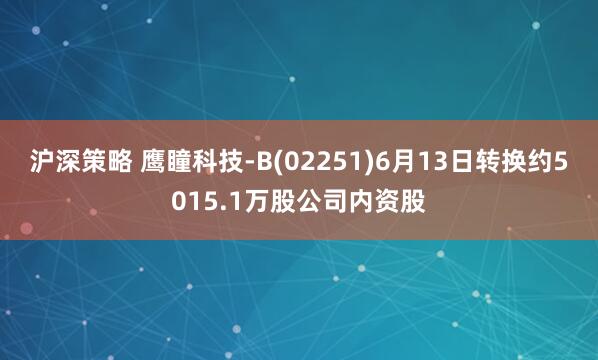 沪深策略 鹰瞳科技-B(02251)6月13日转换约5015.1万股公司内资股